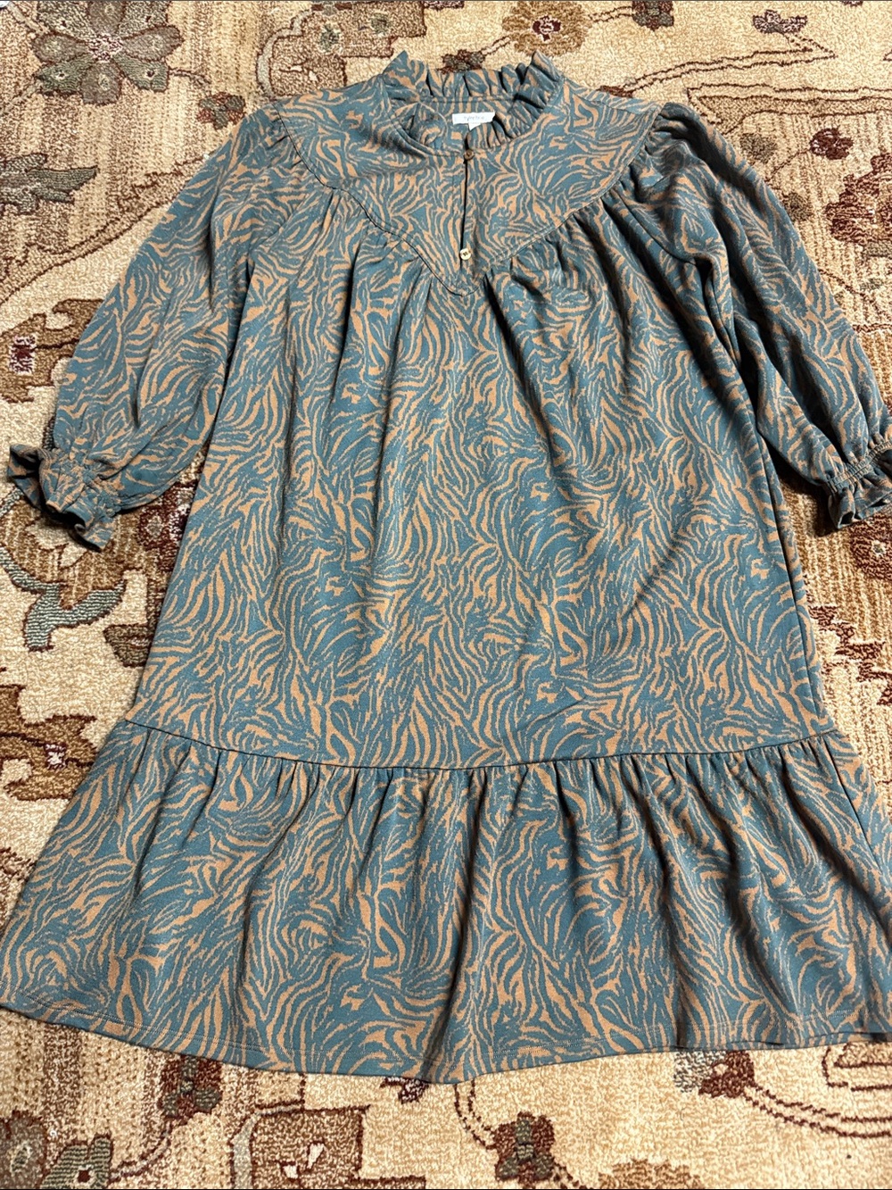 Tyler Boe blue and tan zebra print dress m